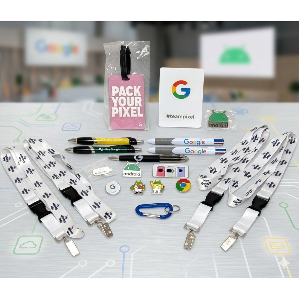 Lot of 20 Google Android Promotional Swag Lanyards Pens Pins Pixel Nest Chrome
